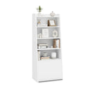 6-Tier Bookcase Freestanding Ladder Bookshelf with 2 Adjustable Shelves and Flip Up Door by DirectDeals