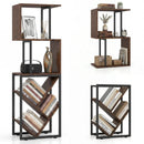6-Tier Bookshelf Floor Standing Tree S-Shaped Geometric Bookcase with Open Shelves-Brown by LJGDeals