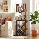 6-Tier Bookshelf Floor Standing Tree S-Shaped Geometric Bookcase with Open Shelves-Brown by LJGDeals