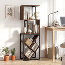 6-Tier Bookshelf Floor Standing Tree S-Shaped Geometric Bookcase with Open Shelves-Brown by LJGDeals
