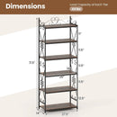 6-Tier Bookshelf Industrial Bookcase with 2 Anti-Tipping Kits and Metal Frame-Rustic Brown