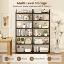 6-Tier Bookshelf Industrial Bookcase with 2 Anti-Tipping Kits and Metal Frame-Rustic Brown by LJGDeals