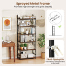 6-Tier Bookshelf Industrial Bookcase with 2 Anti-Tipping Kits and Metal Frame-Rustic Brown