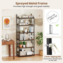 6-Tier Bookshelf Industrial Bookcase with 2 Anti-Tipping Kits and Metal Frame-Rustic Brown