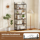 6-Tier Bookshelf Industrial Bookcase with 2 Anti-Tipping Kits and Metal Frame-Rustic Brown