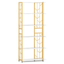 6-Tier Bookshelf Modern Geometric Bookcase with Heavy-duty Metal Frame and Anti-tipping Kits