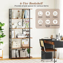 6-Tier Bookshelf Modern Geometric Bookcase with Heavy-duty Metal Frame and Anti-tipping Kits by LJGDeals