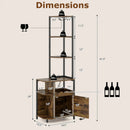 6-Tier Corner Bar Cabinet with LED Lights and Charging Station for Kitchen-Rustic Brown by LJGDeals
