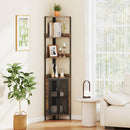6-Tier Corner Shelf 67 Inches Tall Corner Bookshelf with Cabinet Industrial Bookcase