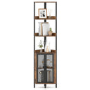 6-Tier Corner Shelf 67 Inches Tall Corner Bookshelf with Cabinet Industrial Bookcase