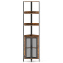 6-Tier Corner Shelf 67 Inches Tall Corner Bookshelf with Cabinet Industrial Bookcase