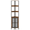 6-Tier Corner Shelf 67 Inches Tall Corner Bookshelf with Cabinet Industrial Bookcase by LJGDeals