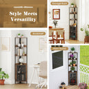 6-Tier Corner Shelf 67 Inches Tall Corner Bookshelf with Cabinet Industrial Bookcase