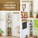 6-Tier Corner Shelf 67 Inches Tall Corner Bookshelf with Cabinet Industrial Bookcase