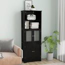 6-Tier Freestanding Bathroom Cabinet with 2 Open Compartments and Adjustable Shelves by LJGDeals