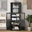 6-Tier Freestanding Bathroom Cabinet with 2 Open Compartments and Adjustable Shelves by LJGDeals