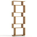 6-Tier Geometric Bookshelf with 2 Anti-Tipping Kits for Home Office-Brown by DirectDeals