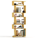 6-Tier Geometric Bookshelf with 2 Anti-Tipping Kits for Home Office-Brown by DirectDeals