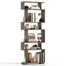 6-Tier Geometric Bookshelf with 2 Anti-Tipping Kits for Home Office-Brown by DirectDeals