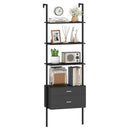 6-Tier Ladder Bookcase with 2 Drawers and Metal Frame-Black by LJGDeals