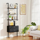 6-Tier Ladder Bookcase with 2 Drawers and Metal Frame-Black by LJGDeals