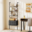 6-Tier Ladder Bookcase with 2 Drawers and Metal Frame-Black by LJGDeals