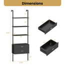6-Tier Ladder Bookcase with 2 Drawers and Metal Frame-Black by LJGDeals