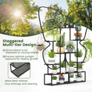 6-Tier Metal Plant Stand Ladder Display Rack with Hanging Hooks-Black by LJGDeals