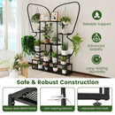 6-Tier Metal Plant Stand Ladder Display Rack with Hanging Hooks-Black by LJGDeals