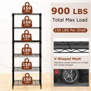 6-Tier Metal Storage Shelving Unit with V-Shaped Wire Rack and 900 LBS Capacity-Black by LJGDeals