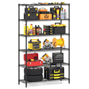 6-Tier Metal Storage Shelving Unit with V-Shaped Wire Rack for Home Garage-Black by LJGDeals