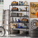 6-Tier Metal Storage Shelving Unit with V-Shaped Wire Rack for Home Garage-Black