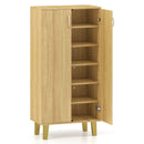6-Tier Modern Freestanding Wooden Shoe Cabinet with Doors and Removable Shelves-Oak by LJGDeals
