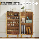 6-Tier Modern Freestanding Wooden Shoe Cabinet with Doors and Removable Shelves-Oak by LJGDeals