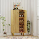 6-Tier Modern Freestanding Wooden Shoe Cabinet with Doors and Removable Shelves-Oak by LJGDeals