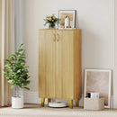 6-Tier Modern Freestanding Wooden Shoe Cabinet with Doors and Removable Shelves-Oak by LJGDeals