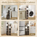 5-Tier Narrow Bathroom Storage Cabinet with Drawers and Tissue Box