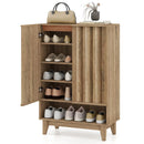 6-Tier Shoe Storage Organizer with 2 Fluted Doors-Oak by LJGDeals
