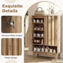 6-Tier Shoe Storage Organizer with 2 Fluted Doors-Oak by LJGDeals