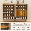 6-Tier Shoe Storage Organizer with 2 Fluted Doors-Oak by LJGDeals