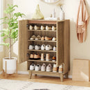 6-Tier Shoe Storage Organizer with 2 Fluted Doors-Oak by LJGDeals