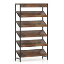 6-Tier Tall Freestanding Bookshelf with Angled Shelves for Home Office-Rustic Brown by LJGDeals