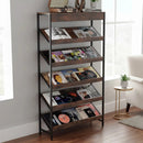 6-Tier Tall Freestanding Bookshelf with Angled Shelves for Home Office-Rustic Brown by LJGDeals