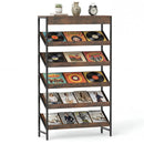 6-Tier Tall Freestanding Bookshelf with Angled Shelves for Home Office-Rustic Brown by LJGDeals