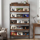 6-Tier Tall Freestanding Bookshelf with Angled Shelves for Home Office-Rustic Brown by LJGDeals