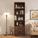 6-Tier Tall Bookshelf with Drawers - Rustic Brown by LJGDeals