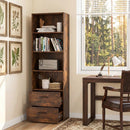 6-Tier Tall Bookshelf with Drawers - Rustic Brown by LJGDeals