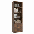 6-Tier Tall Bookshelf with Drawers - Rustic Brown by LJGDeals