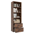 6-Tier Tall Bookshelf with Drawers - Rustic Brown by LJGDeals