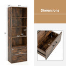 6-Tier Tall Bookshelf with Drawers - Rustic Brown by LJGDeals